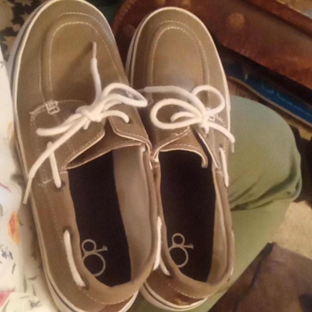 OP Tan Loafers with White Laces